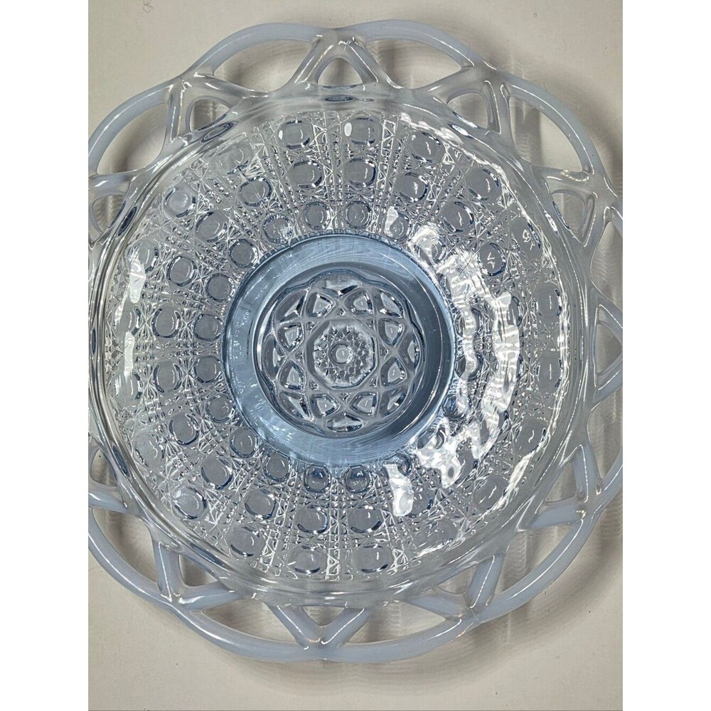 Vintage Elegant Imperial Glass Katy Blue Opalescent Lace Edge Plate 7 1/2 in